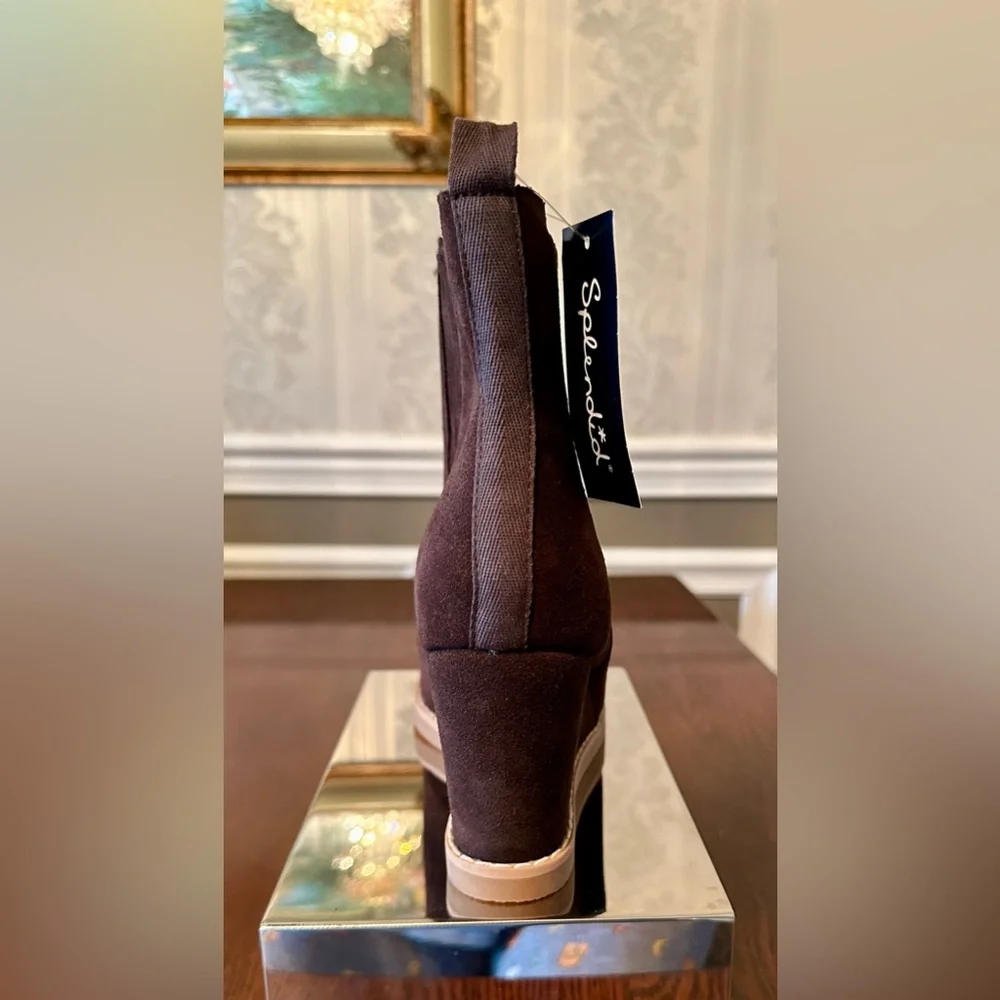 NWT!🤩Splendid!❄️WANDA!⛄️Wedge Heel Ankle Bootie/dark chocolate brown/Size-9 - Picture 8 of 14